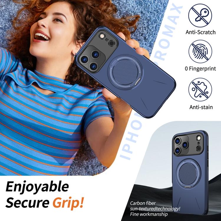 For iPhone 17 Pro Metal Rotation Holder MagSafe TPU Hybrid PC Phone Case(Navy Blue) - iPhone 17 Pro Cases by buy2fix | Online Shopping UK | buy2fix