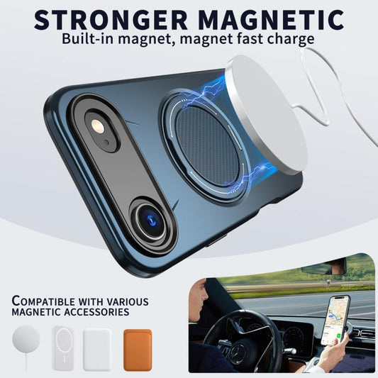 For iPhone Air Metal Rotation Holder MagSafe TPU Hybrid PC Phone Case(Navy Blue) - iPhone Air Cases by buy2fix | Online Shopping UK | buy2fix