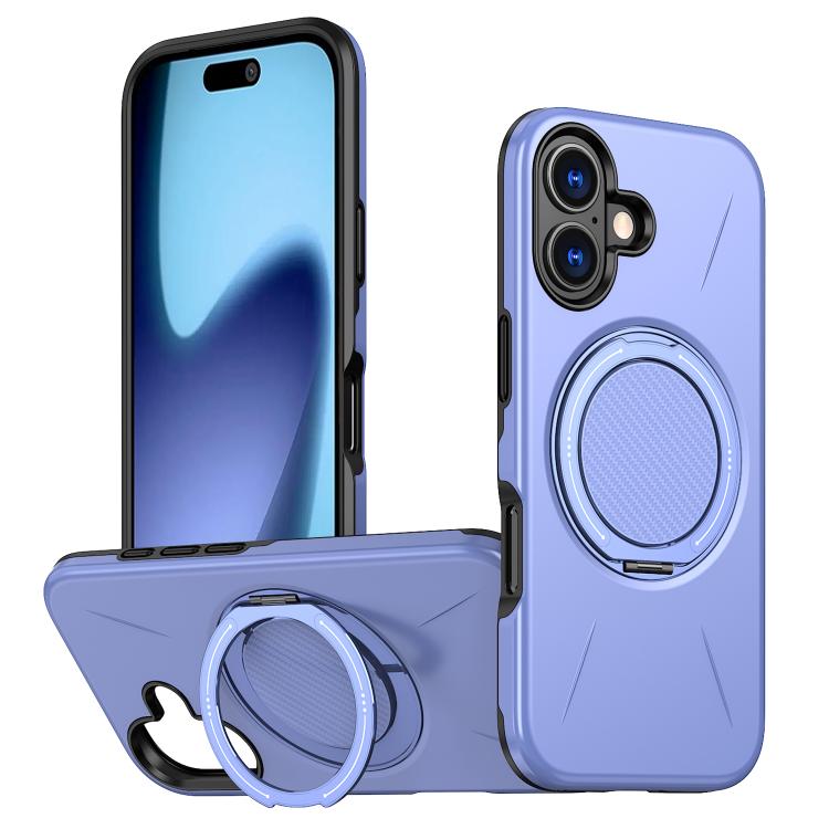 For iPhone 17 Metal Rotation Holder MagSafe TPU Hybrid PC Phone Case(Purple) - iPhone 17 Cases by buy2fix | Online Shopping UK | buy2fix