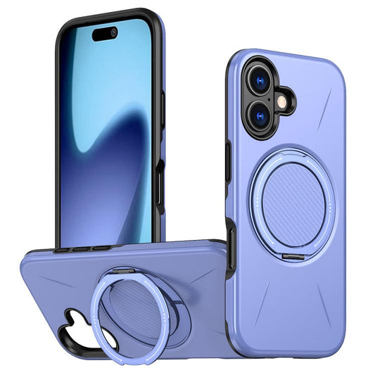 For iPhone 17 Metal Rotation Holder MagSafe TPU Hybrid PC Phone Case(Purple) - iPhone 17 Cases by buy2fix | Online Shopping UK | buy2fix