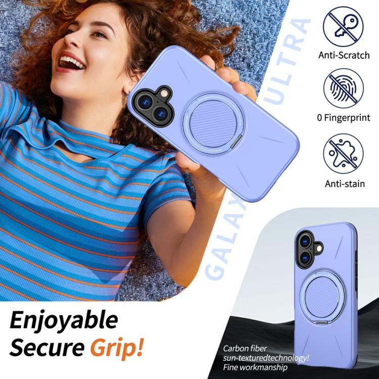 For iPhone 17 Metal Rotation Holder MagSafe TPU Hybrid PC Phone Case(Purple) - iPhone 17 Cases by buy2fix | Online Shopping UK | buy2fix