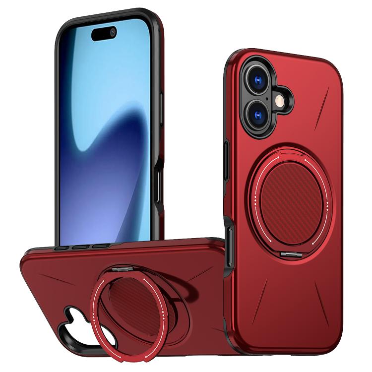 For iPhone 17 Metal Rotation Holder MagSafe TPU Hybrid PC Phone Case(Red) - iPhone 17 Cases by buy2fix | Online Shopping UK | buy2fix