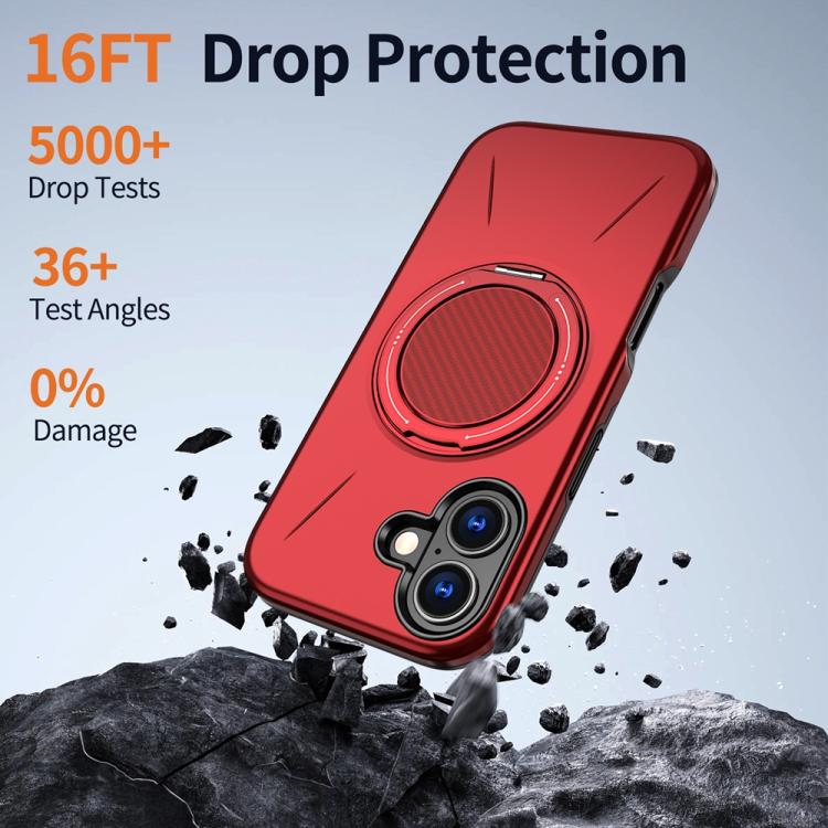 For iPhone 17 Metal Rotation Holder MagSafe TPU Hybrid PC Phone Case(Red) - iPhone 17 Cases by buy2fix | Online Shopping UK | buy2fix