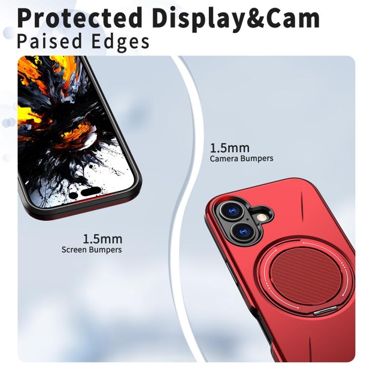 For iPhone 17 Metal Rotation Holder MagSafe TPU Hybrid PC Phone Case(Red) - iPhone 17 Cases by buy2fix | Online Shopping UK | buy2fix