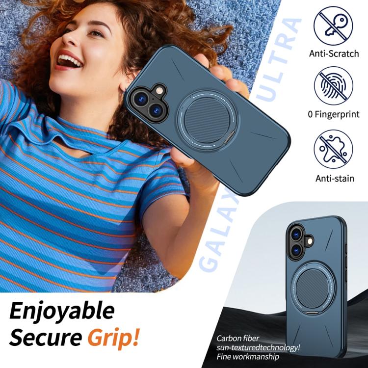For iPhone 17 Metal Rotation Holder MagSafe TPU Hybrid PC Phone Case(Navy Blue) - iPhone 17 Cases by buy2fix | Online Shopping UK | buy2fix