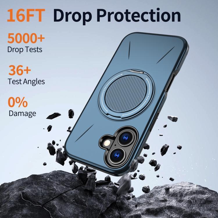 For iPhone 17 Metal Rotation Holder MagSafe TPU Hybrid PC Phone Case(Navy Blue) - iPhone 17 Cases by buy2fix | Online Shopping UK | buy2fix