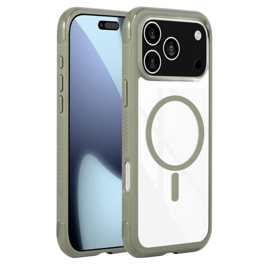 For iPhone 17 Pro Max Solid Color Edge Transparency MagSafe Magnetic Phone Case(Army Green) - iPhone 17 Pro Max Cases by buy2fix | Online Shopping UK | buy2fix