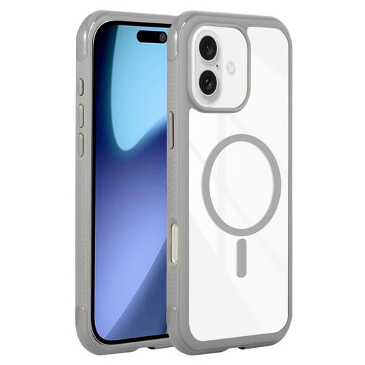 For iPhone 17 Solid Color Edge Transparency MagSafe Magnetic Phone Case(Grey) - iPhone 17 Cases by buy2fix | Online Shopping UK | buy2fix