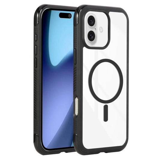 For iPhone 17 Solid Color Edge Transparency MagSafe Magnetic Phone Case(Black) - iPhone 17 Cases by buy2fix | Online Shopping UK | buy2fix