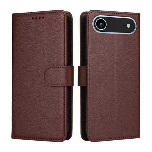 For iPhone Air Litchi Texture RFID Blocking 3-Card Wallet Leather Phone Case(Brown) - iPhone Air Cases by buy2fix | Online Shopping UK | buy2fix