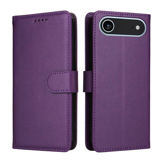 For iPhone Air Litchi Texture RFID Blocking 3-Card Wallet Leather Phone Case(Purple) - iPhone Air Cases by buy2fix | Online Shopping UK | buy2fix