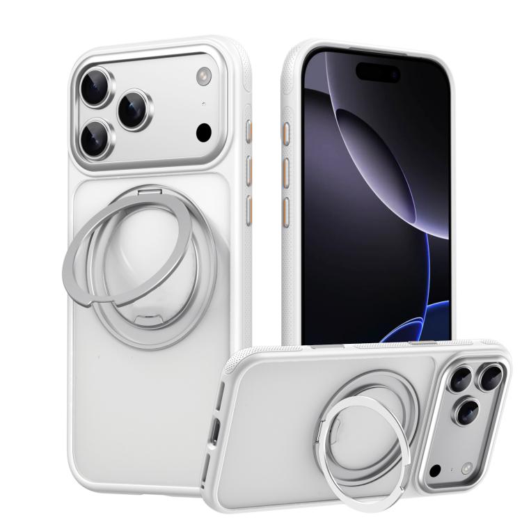 For iPhone 17 Pro Max Gear 360 Rotation MagSafe Holder Phone Case(White) - iPhone 17 Pro Max Cases by buy2fix | Online Shopping UK | buy2fix