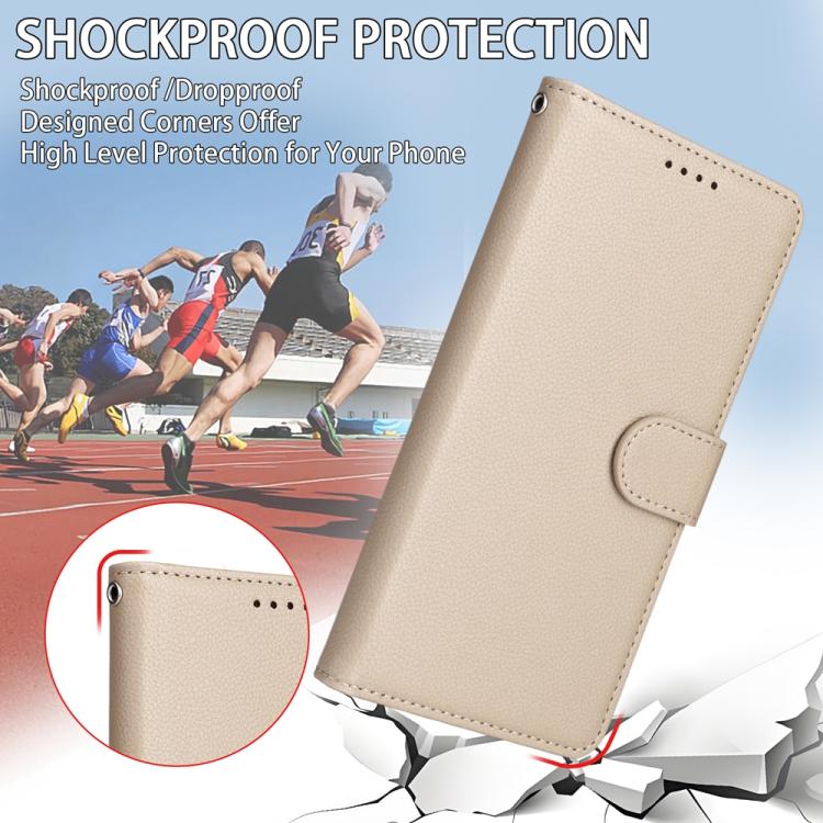 For Google Pixel 9 / 9 Pro / 10 / 10 Pro Litchi Texture RFID Blocking 3-Card Wallet Leather Phone Case(Beige) - Google Cases by buy2fix | Online Shopping UK | buy2fix