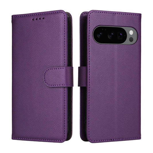 For Google Pixel 9 / 9 Pro / 10 / 10 Pro Litchi Texture RFID Blocking 3-Card Wallet Leather Phone Case(Purple) - Google Cases by buy2fix | Online Shopping UK | buy2fix