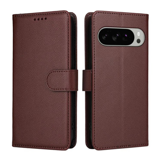 For Google Pixel 9 Pro XL / 10 Pro XL Litchi Texture RFID Blocking 3-Card Wallet Leather Phone Case(Brown) - Google Cases by buy2fix | Online Shopping UK | buy2fix