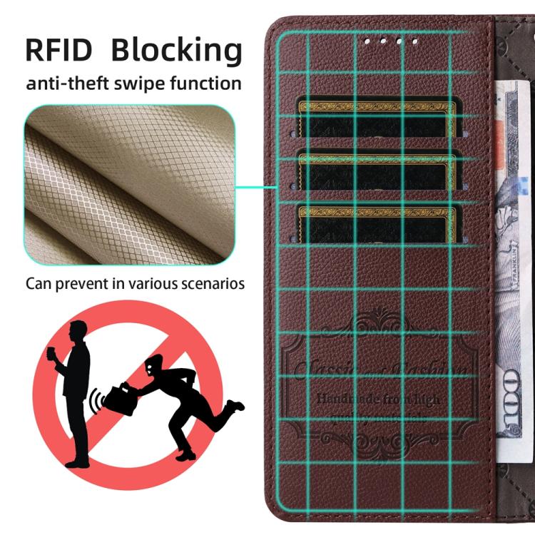 For Google Pixel 9 Pro XL / 10 Pro XL Litchi Texture RFID Blocking 3-Card Wallet Leather Phone Case(Brown) - Google Cases by buy2fix | Online Shopping UK | buy2fix