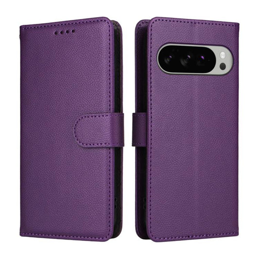 For Google Pixel 9 Pro XL / 10 Pro XL Litchi Texture RFID Blocking 3-Card Wallet Leather Phone Case(Purple) - Google Cases by buy2fix | Online Shopping UK | buy2fix