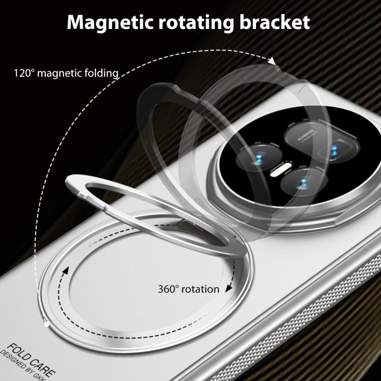 For Honor Magic V5 GKK HD Integrated Magnetic Folding Hinge All-Inclusive Phone Case with Rotating Bracket(Silver) - Honor Cases by GKK | Online Shopping UK | buy2fix