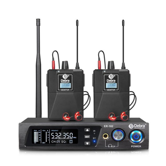 DEBRA ER-102 Professional Stage Wireless Audio Return Monitoring System with Two Receivers(US Plug) - Microphone by DEBRA | Online Shopping UK | buy2fix