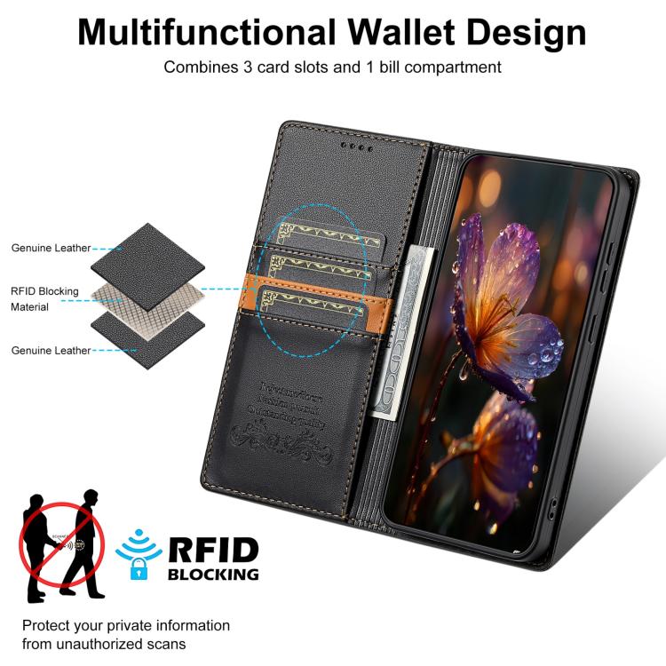 For Google Pixel 9 / 9 Pro / 10 / 10 Pro N.BEKUS P3 RFID Stitching Magnetic Flip Leather Phone Case(Black) - Google Cases by N.BEKUS | Online Shopping UK | buy2fix