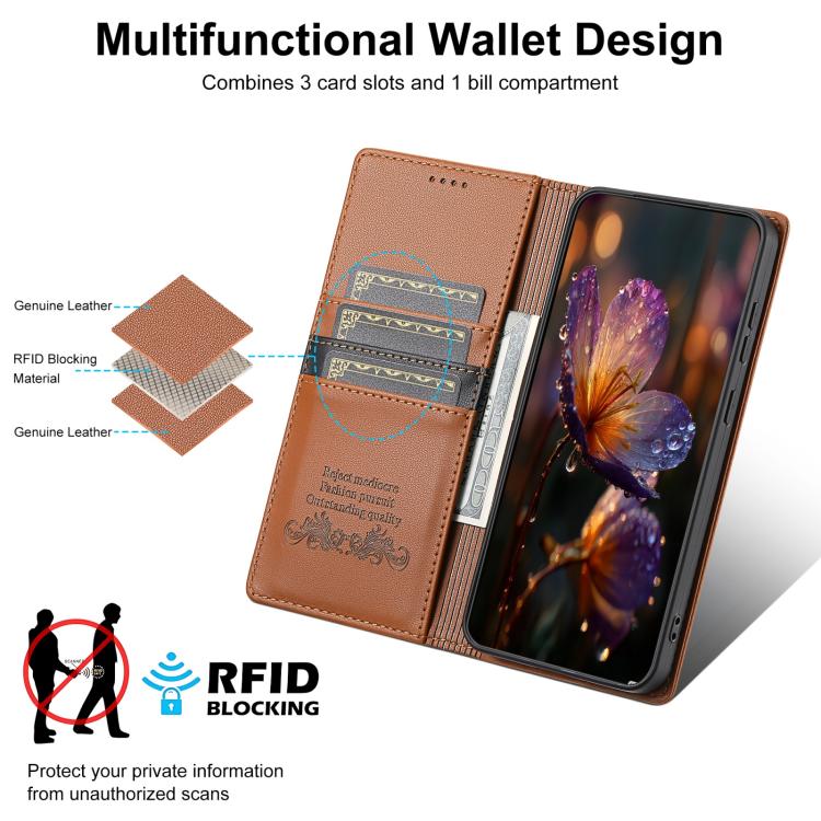 For Google Pixel 9 / 9 Pro / 10 / 10 Pro N.BEKUS P3 RFID Stitching Magnetic Flip Leather Phone Case(Brown) - Google Cases by N.BEKUS | Online Shopping UK | buy2fix