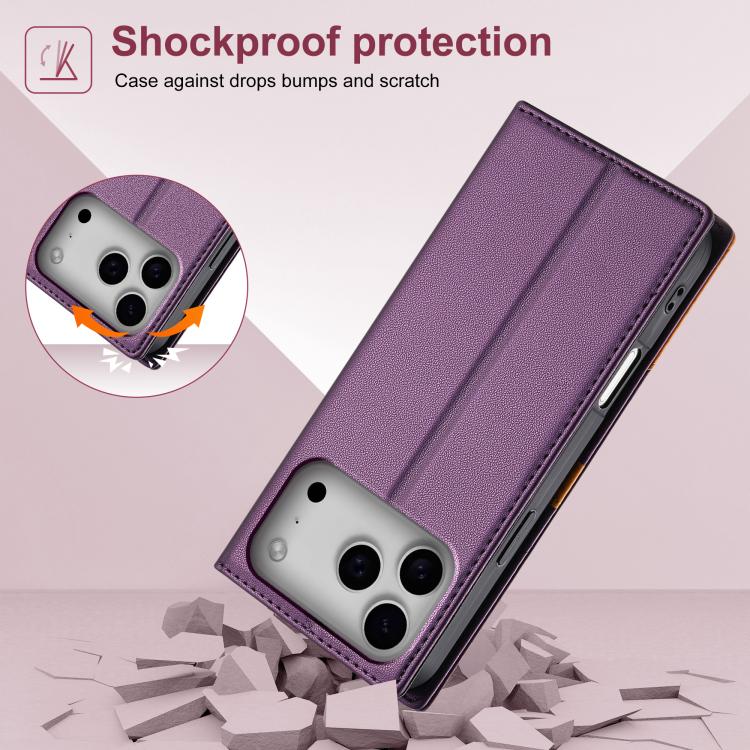 For iPhone 17 Pro Max N.BEKUS P3 RFID Stitching Magnetic Flip Leather Phone Case(Purple) - iPhone 17 Pro Max Cases by N.BEKUS | Online Shopping UK | buy2fix