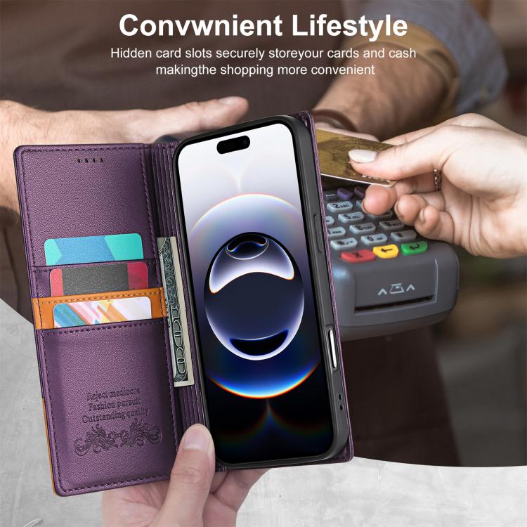 For iPhone 17 Pro N.BEKUS P3 RFID Stitching Magnetic Flip Leather Phone Case(Purple) - iPhone 17 Pro Cases by N.BEKUS | Online Shopping UK | buy2fix