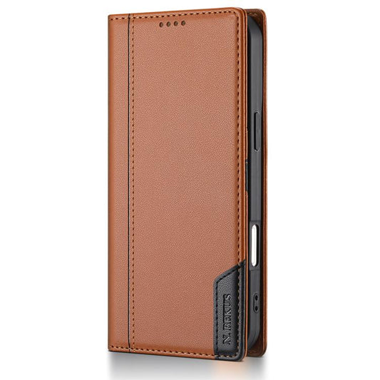 For iPhone 17 Pro N.BEKUS P3 RFID Stitching Magnetic Flip Leather Phone Case(Brown) - iPhone 17 Pro Cases by N.BEKUS | Online Shopping UK | buy2fix