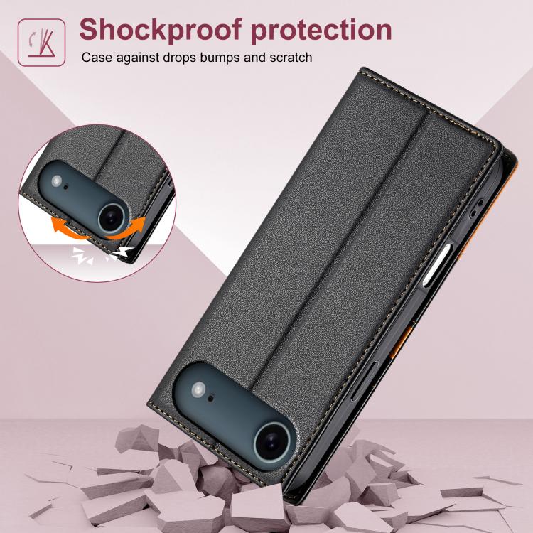 For iPhone 17 Air N.BEKUS P3 RFID Stitching Magnetic Flip Leather Phone Case(Black) - iPhone 17 Air Cases by N.BEKUS | Online Shopping UK | buy2fix