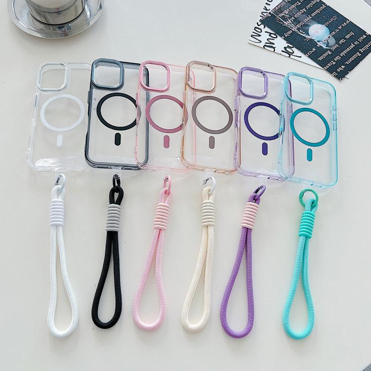 For iPhone 17 MagSafe Magnetic Clear Phone Case with Wrist Strap(Purple) - iPhone 17 Cases by buy2fix | Online Shopping UK | buy2fix