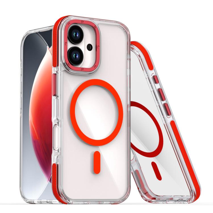 For iPhone 17 Dual-Color Clear Acrylic Hybrid TPU MagSafe Phone Case(Red) - iPhone 17 Cases by buy2fix | Online Shopping UK | buy2fix