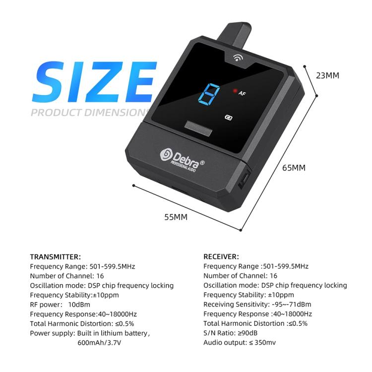 DEBRA ER-mini Portable Wireless Monitor System Transmitter & Receiver - Microphone by DEBRA | Online Shopping UK | buy2fix