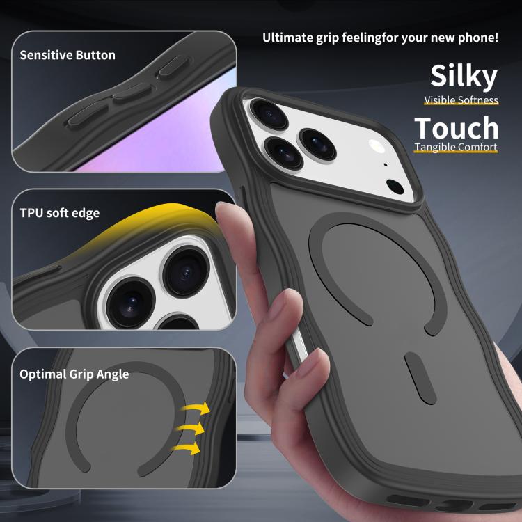 For iPhone 17 Pro Max Skin Feel Wave Texture MagSafe Phone Case(Black) - iPhone 17 Pro Max Cases by buy2fix | Online Shopping UK | buy2fix