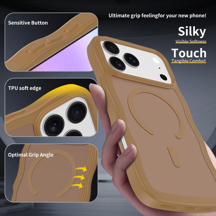For iPhone 17 Pro Skin Feel Wave Texture MagSafe Phone Case(Brown) - iPhone 17 Pro Cases by buy2fix | Online Shopping UK | buy2fix