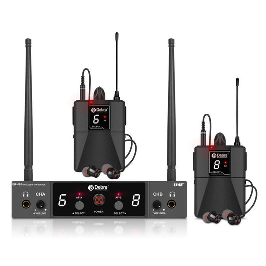 DEBRA ER-480 Professional Stage Wireless Audio Return Monitoring System with Two Receivers(AU Plug) - Microphone by DEBRA | Online Shopping UK | buy2fix