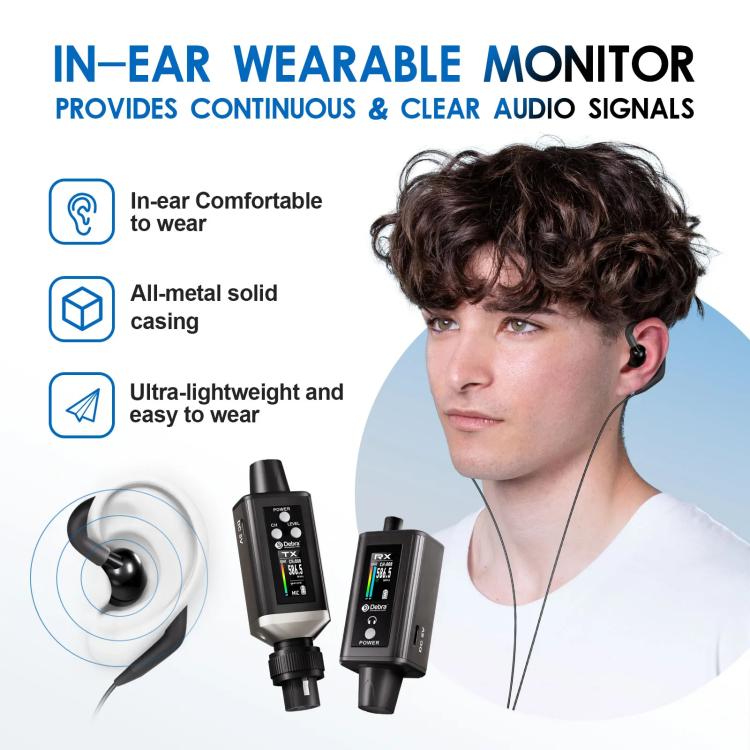 DEBRA EMX-1 Portable Wireless Monitor System Receiver + Earphones(Black) - Microphone by DEBRA | Online Shopping UK | buy2fix