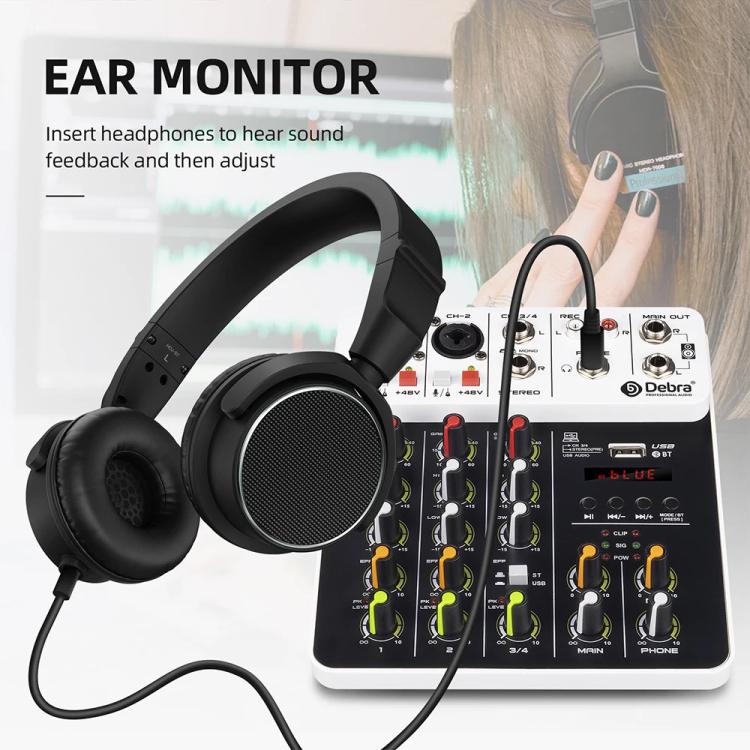 DEBRA V4 4-Channels Audio Mixer with Reverb Sound Card for Live Streaming(US Plug) - Live Sound Effects Processors by DEBRA | Online Shopping UK | buy2fix