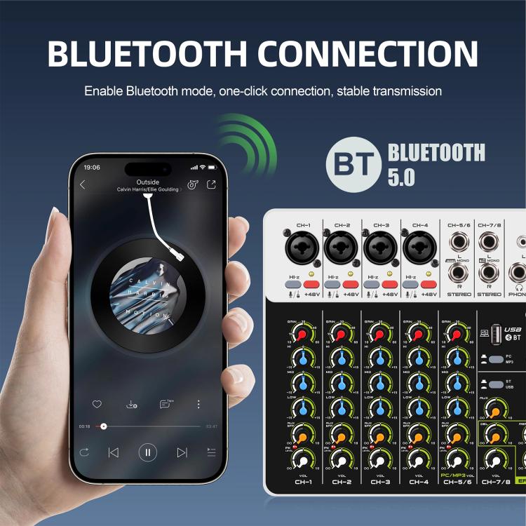 DEBRA V8 8-Channels Audio Mixer Live Recording Reverb(EU Plug) - Live Sound Effects Processors by DEBRA | Online Shopping UK | buy2fix