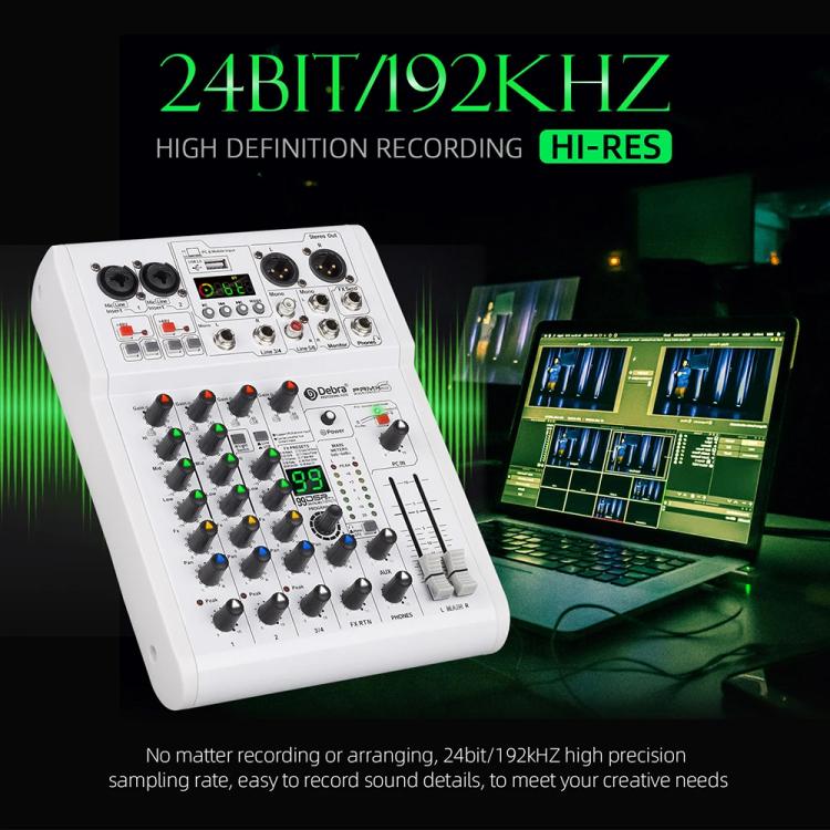 DEBRA PRMX-6 4-Channels Audio Mixer DSP Reverb for Live Recording(AU Plug) - Live Sound Effects Processors by DEBRA | Online Shopping UK | buy2fix