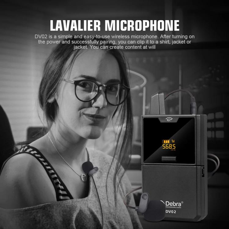 DEBRA DV-01 Wireless Lavalier Microphone TX & RX Outdoor Interview Live Broadcast - Microphone by DEBRA | Online Shopping UK | buy2fix