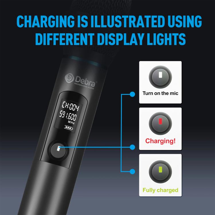 DEBRA UX-400 UHF Wireless Rechargeable Microphone System 4-in-1(EU Plug) - Microphone by DEBRA | Online Shopping UK | buy2fix