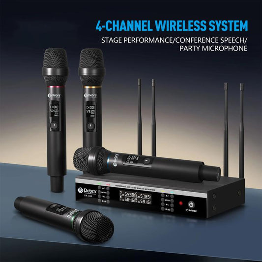 DEBRA UX-400 UHF Wireless Rechargeable Microphone System 4-in-1(UK Plug) - Microphone by DEBRA | Online Shopping UK | buy2fix