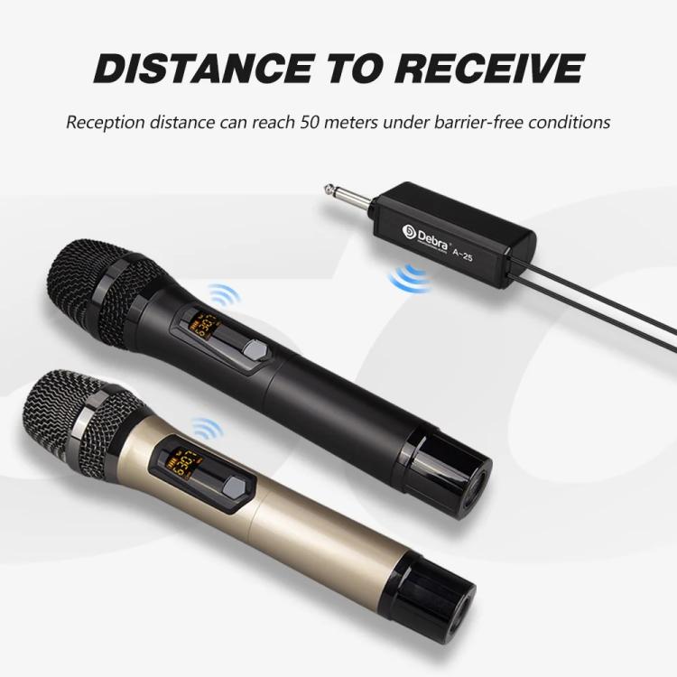 DEBRA A-25 UHF Wireless Rechargeable Microphone System for Stage KTV, Model:Two Mic(Black) - Microphone by DEBRA | Online Shopping UK | buy2fix