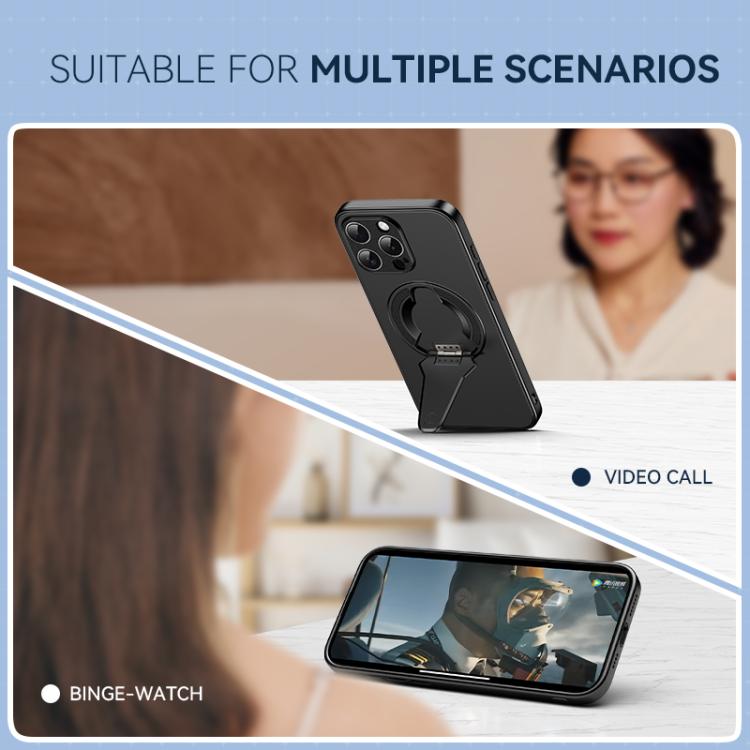 For iPhone 17 Spaceship MagSafe Folding Holder Phone Case(Desert Gold) - iPhone 17 Cases by buy2fix | Online Shopping UK | buy2fix