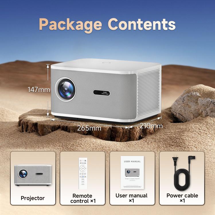 WOWOTO WWT-BL06E Android 9.0 4.45 inch LCD Display 1920x1080P 1000ANSI Smart Projector(UK Plug) - LED Projector by WOWOTO | Online Shopping UK | buy2fix