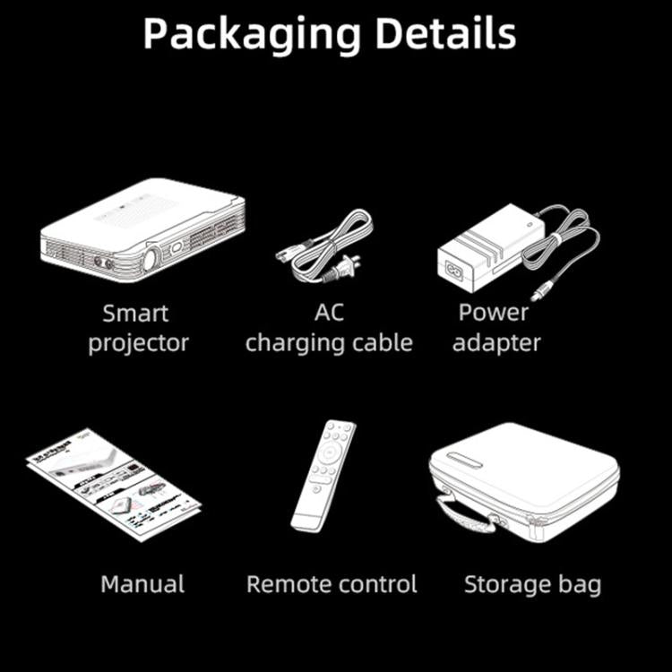 WOWOTO WWT-T10 Android 9.0 DLP 1920x1080P HD 350-400ANSI Smart Projector(US Plug) - LED Projector by WOWOTO | Online Shopping UK | buy2fix