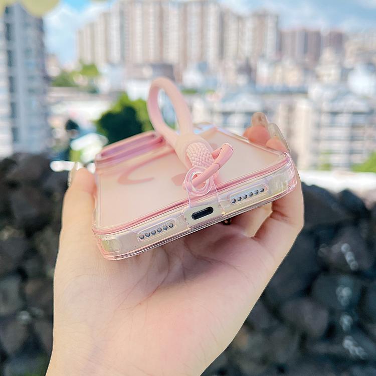 For iPhone 17 Pro Max Gradient Discolor MagSafe Phone Case with Holder / Wrist Strap(Pink) - iPhone 17 Pro Max Cases by buy2fix | Online Shopping UK | buy2fix