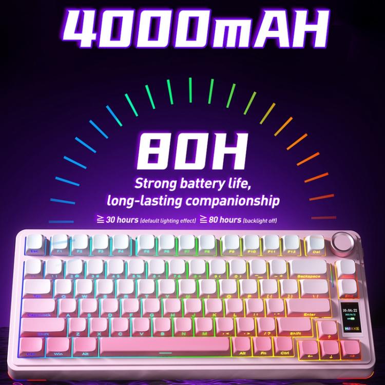 AULA S75 Pro 80 Keys wired/2.4G/Bluetooth Three Model Customizable Gradient Mechanical Keyboard(Side Engraving Pink) - Wireless Keyboard by AULA | Online Shopping UK | buy2fix