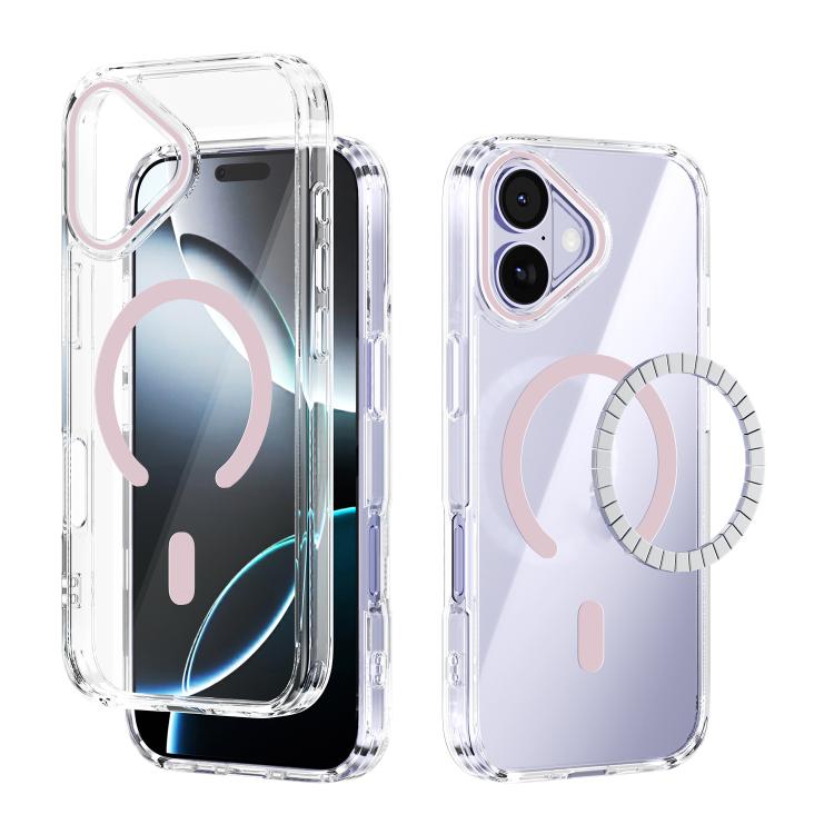 For iPhone 17 ABEEL MagSafe Magnetic Color Ring Anti-scratch Transparent Phone Case(Pink) - iPhone 17 Cases by buy2fix | Online Shopping UK | buy2fix