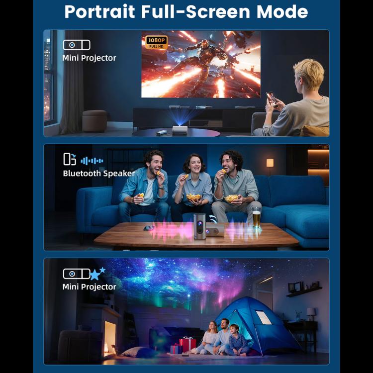 Q8 1080P 180ANSI LCD Display Smart Projector 2GB+32GB Electric Focus(UK Plug) - LED Projector by buy2fix | Online Shopping UK | buy2fix
